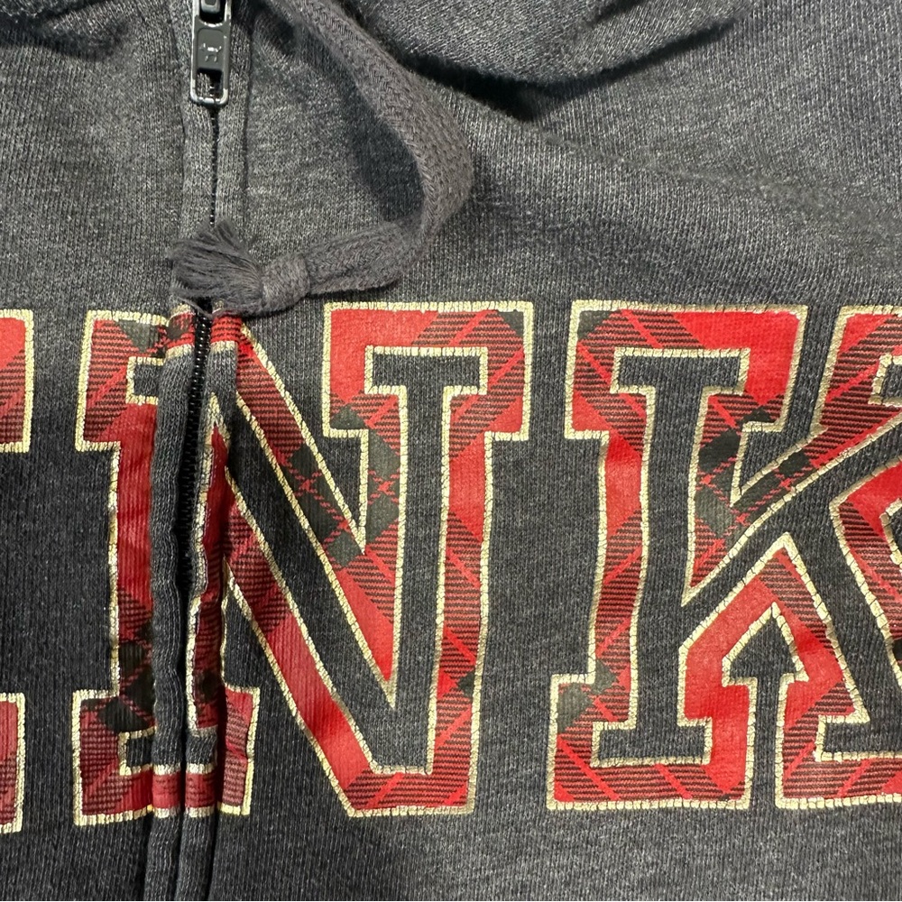 PINK zip up hooded sweatshirt- holiday size M - Picture 3 of 3